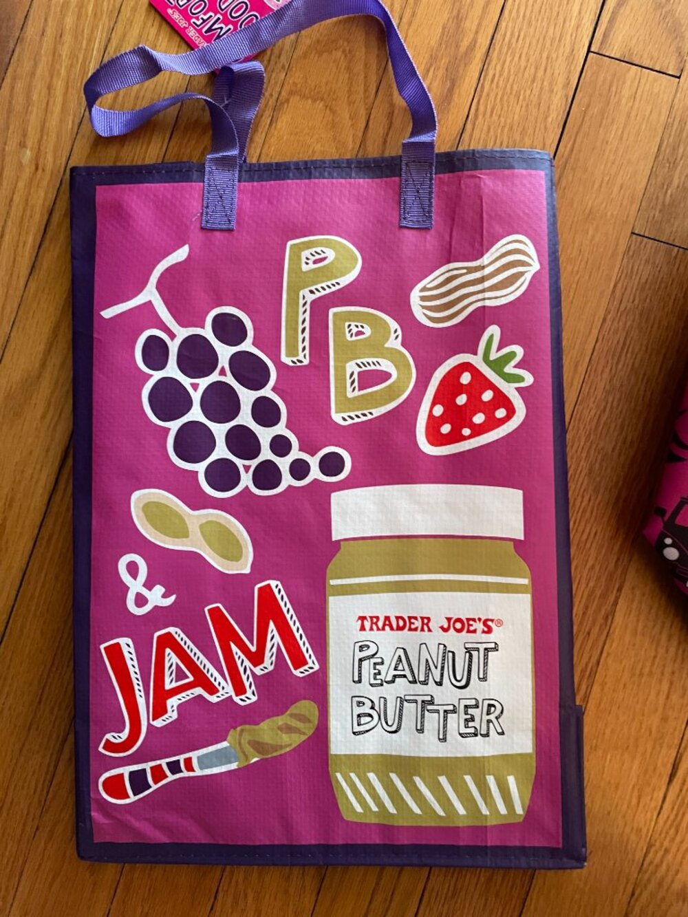 NWT Trader Joe's Magenta Pink Limited Edition LG Tote w/ PBJ & Mac Tote - Picture 13 of 16